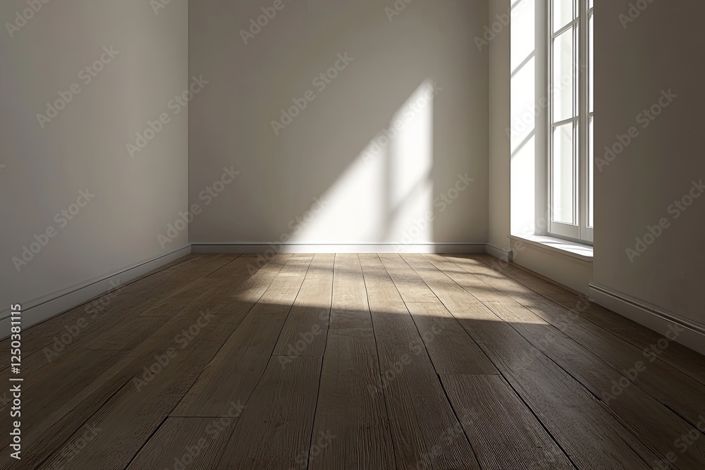 Sunlight streams into empty room, hardwood floor, minimalist design, website background Sunlight streams into empty room, hardwood floor, minimalist design, website background
