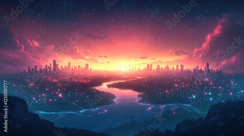 A bright representation of worldwide digital connections featuring glowing pulses of information linking countries