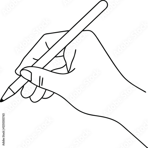 Hand holding pencil, writing, drawing, sketching, art, creation, design, illustration, line art, sim