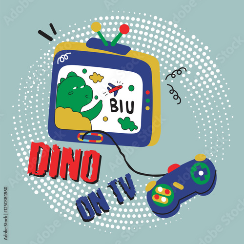 dinosaur show in television,design cartoon vector illustration