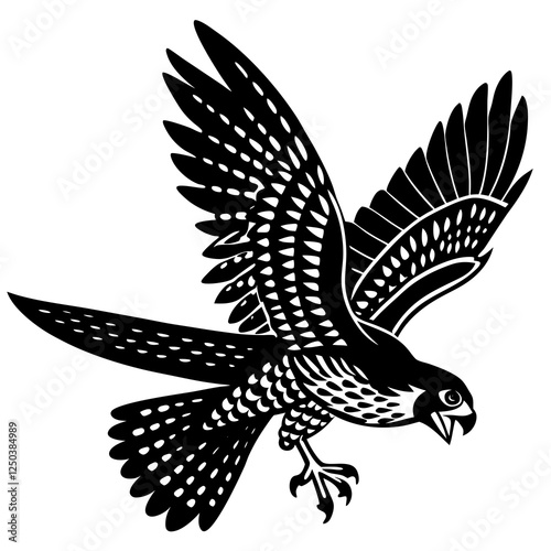  Falcon diving to catch prey silhouette vector illustration 