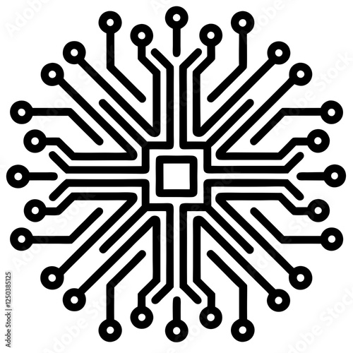  Circuit board pattern silhouette vector illustration 