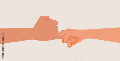 Friends Pinky Swearing Vector Concept Illustration Design. Symbolic gesture of friendship used for childlike and lighthearted commitments 