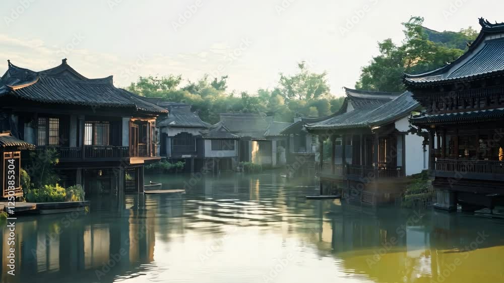 Summer Wuzhen River and Architectural Landscape Summer Wuzhen River and Architectural Landscape