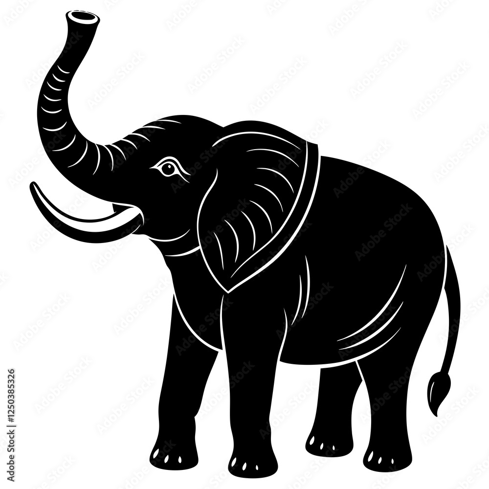 Obraz premium Elephant with trunk up