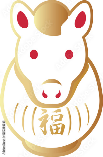 年賀2026　年賀状2026　馬　午　だるま　達磨　干支　かわいい　デザイン　白　イラスト素材