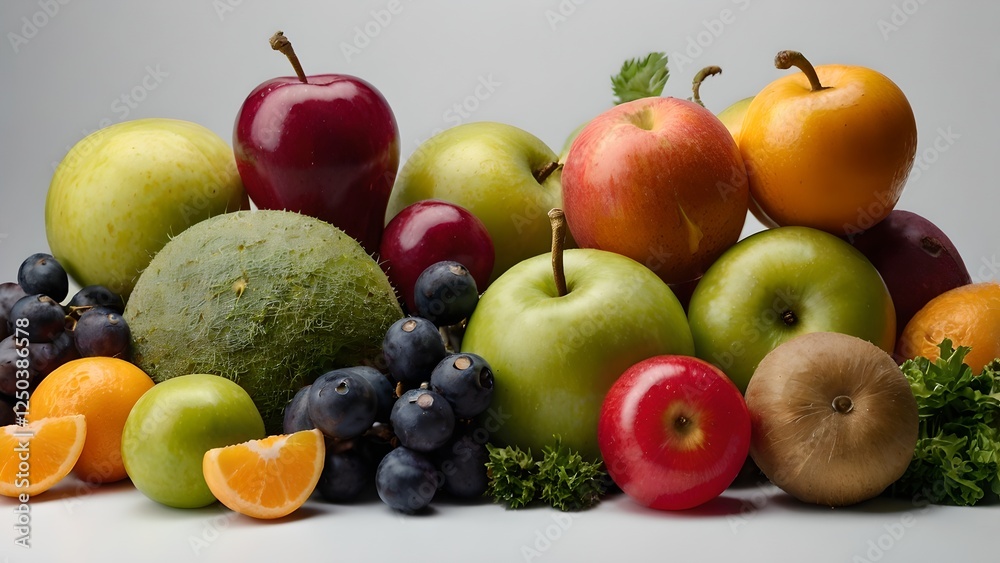 Fresh Fruit and Vegetable Composition on White Fresh Fruit and Vegetable Composition on White