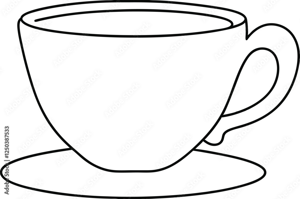 Simple Line Drawing of a Teacup and Saucer Simple Line Drawing of a Teacup and Saucer