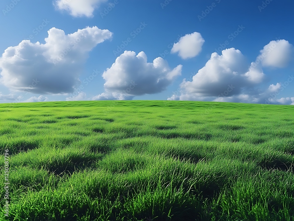 Obraz premium Lush green field under a vibrant sky