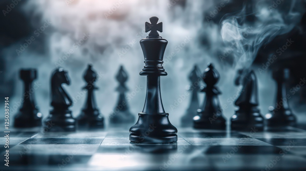 chess board game concept of business ideas and competition and strategy ideas concept chess figures on a dark background with smoke and fog selective focus chess board game concept of business ideas and competition and strategy ideas concept chess figures on a dark background with smoke and fog selective focus