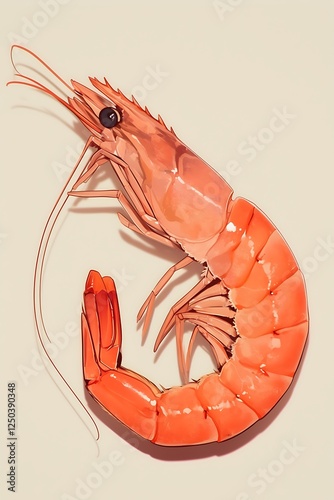 Fresh Shrimp, Isolated, Studio Shot, Food Illustration