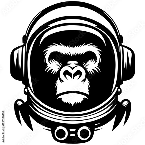 Gorilla astronaut portrait silhouette