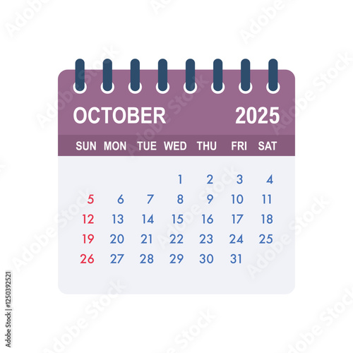 October 2025 tear off calendar page showing days and dates