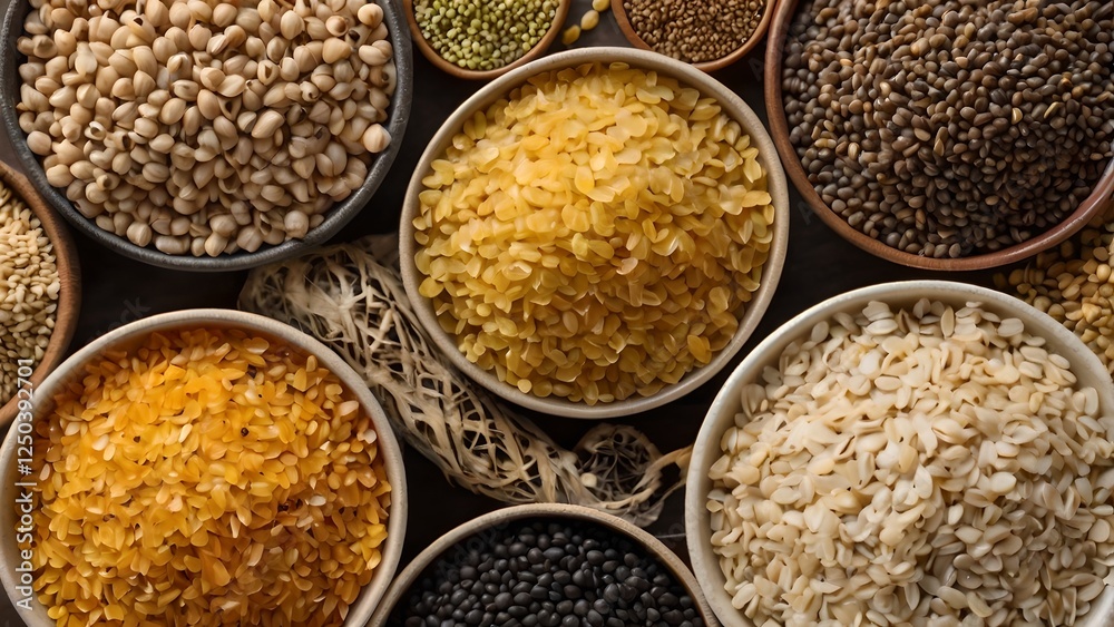 Variety of Grains and Legumes in Bowls Variety of Grains and Legumes in Bowls