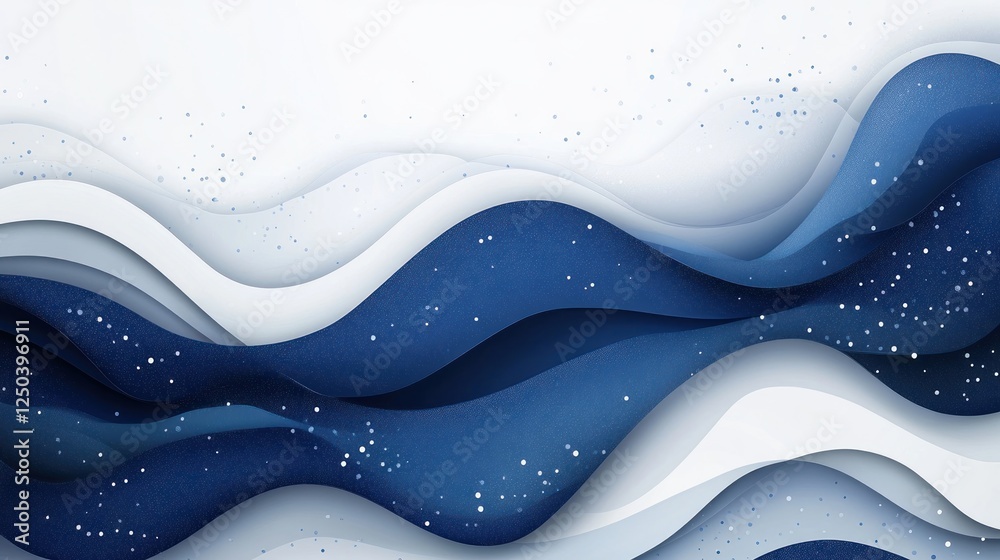 Elegant Blue and White Layered Wavy Background with Subtle Glitter Elegant Blue and White Layered Wavy Background with Subtle Glitter