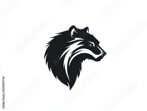 Wallpaper Mural Stylized black wolf head silhouette with white background Torontodigital.ca