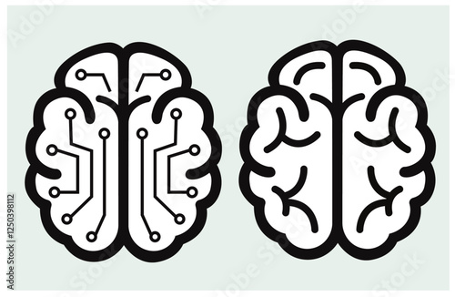 digital ai robot head and brain circuit