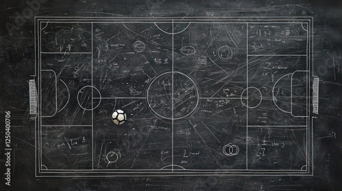 Strategic placements detailed on a soccer tactics board with a black chalkboard texture.