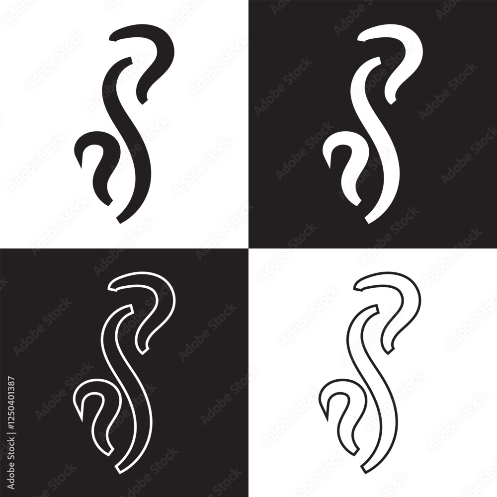 Naklejka premium Smoke steam icon. Smoke smell icon illustration. Hot vapor fire doodle line logo. Hit stink, coffee, fragrance flame icon. EPS 10/AI
