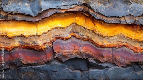 Colorful layered rock strata
