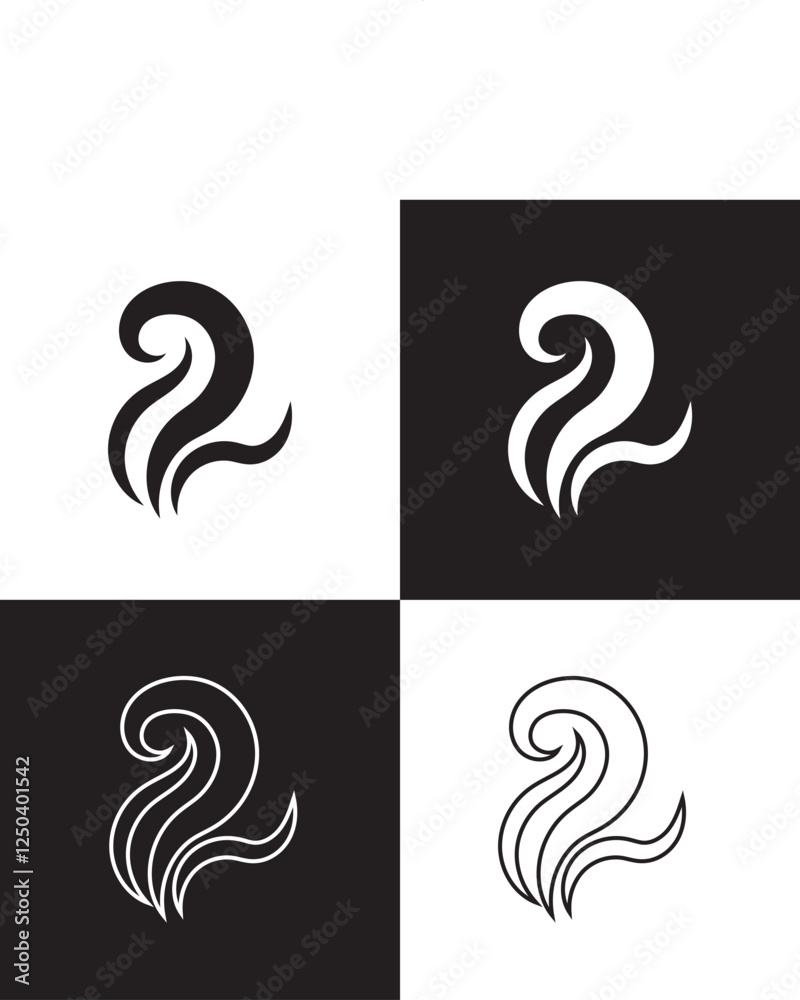 Fototapeta premium Smoke steam icon. Smoke smell icon illustration. Hot vapor fire doodle line logo. Hit stink, coffee, fragrance flame icon. EPS 10/AI
