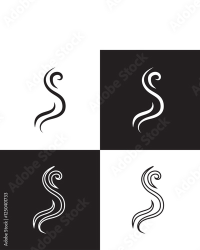 Smoke steam icon.  Smoke smell icon illustration. Hot vapor fire doodle line logo. Hit stink, coffee, fragrance flame icon. EPS 10/AI