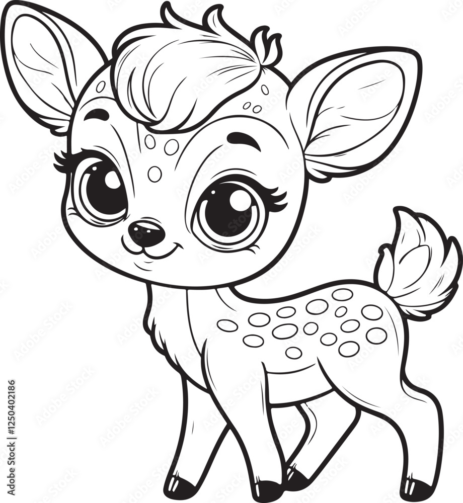 Obraz premium Cute deer coloring page outline illustration cartoon character deer coloring vector illustration 