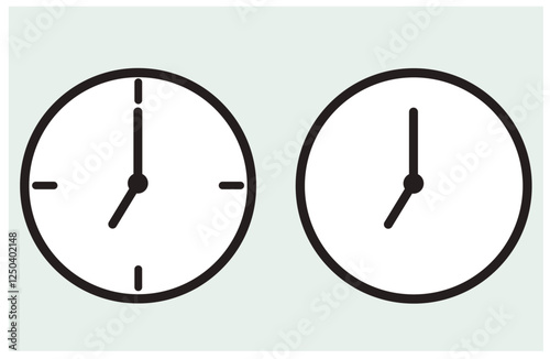 clock different times icon symbol sign vector design black white color flat illustration collection set