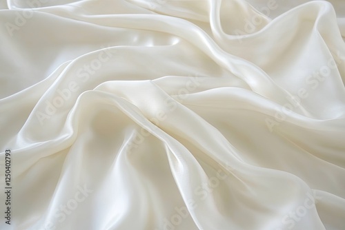Draped cream satin fabric, textured background, elegant design, website backdrop photo