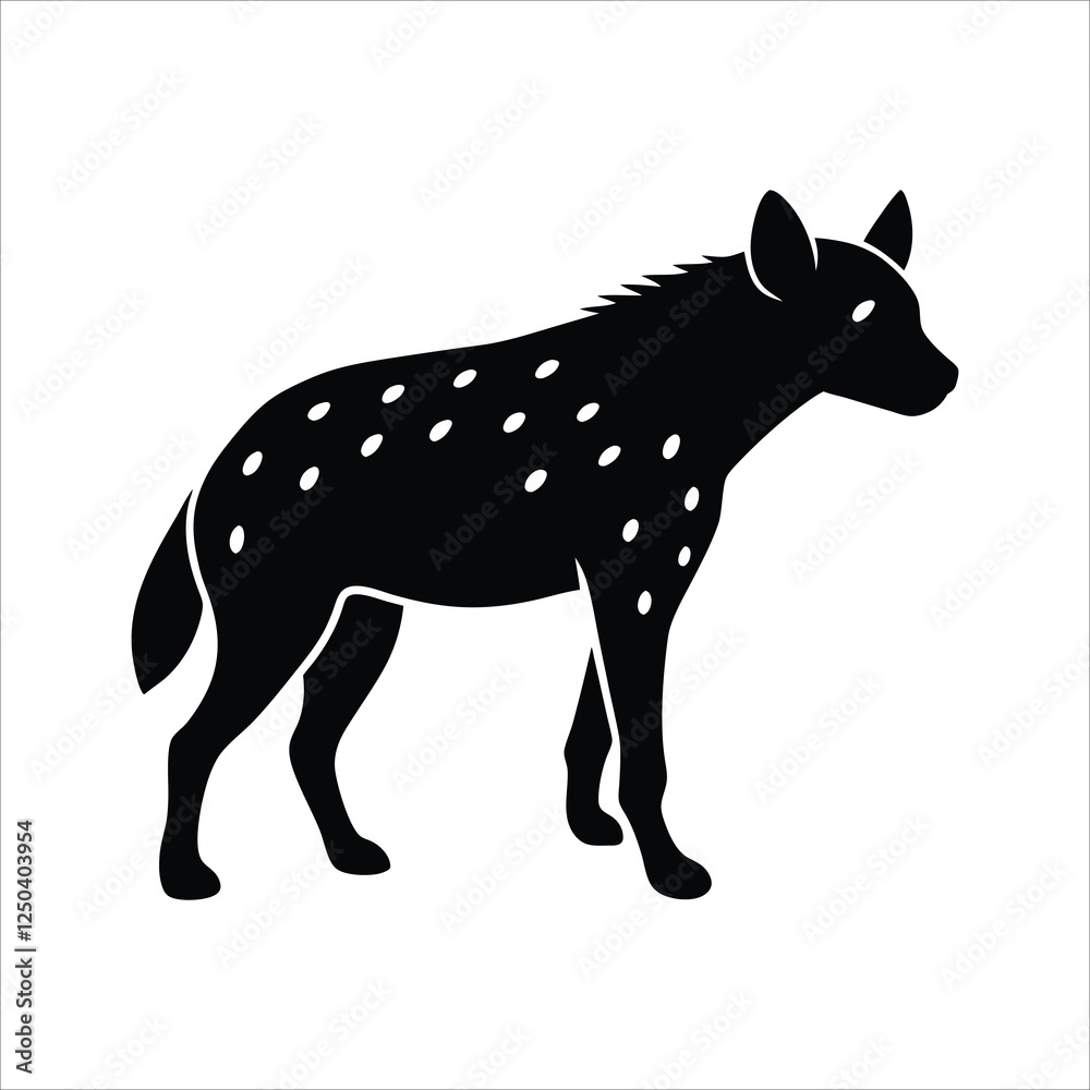 A hyena silhouette illustration on white background, vector illustration of a zebra. A hyena silhouette illustration on white background, vector illustration of a zebra.