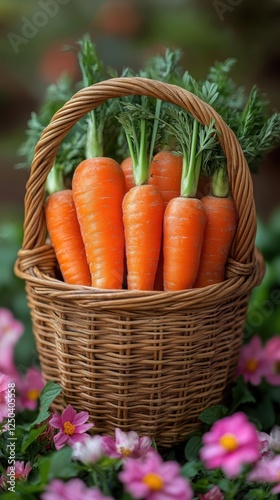 Close-up of a cute carrot basket for Easter.