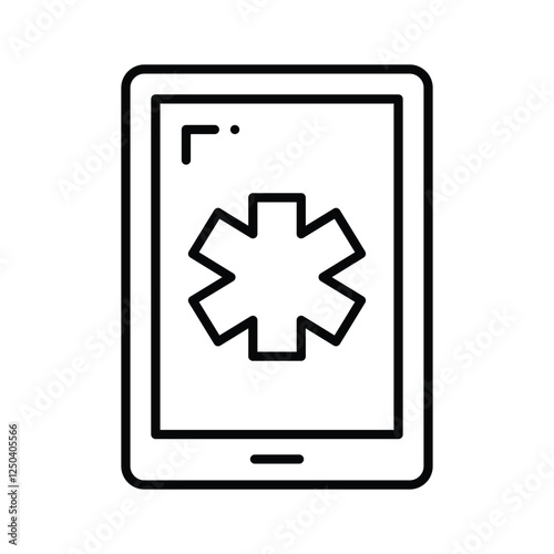 Icon of a tablet with a medical cross symbolizing e healthcare