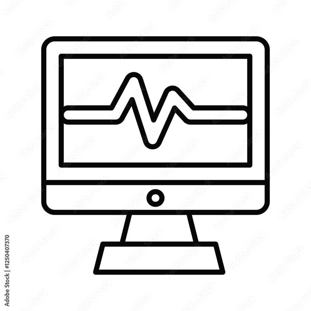 An amazing icon of an ECG machine, measuring heart rate, cardiac health monitoring. An amazing icon of an ECG machine, measuring heart rate, cardiac health monitoring.