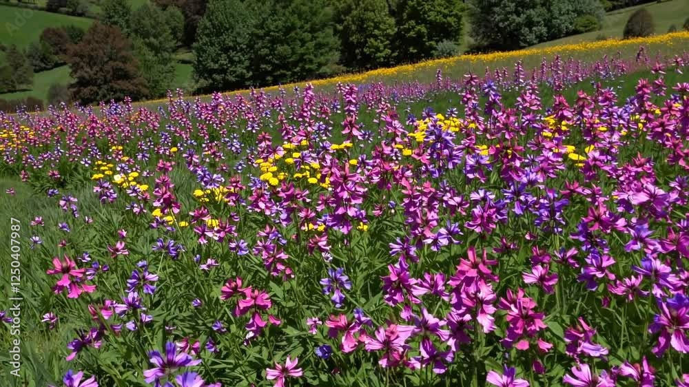 Springtime Dale: A vibrant dale filled with spring blooms in pink, purple, and yellow, rolling hills, a gentle breeze, and a bright blue sky, evoking the beauty and serenity of nature in bloom.
Springtime Dale: A vibrant dale filled with spring blooms in pink, purple, and yellow, rolling hills, a gentle breeze, and a bright blue sky, evoking the beauty and serenity of nature in bloom.