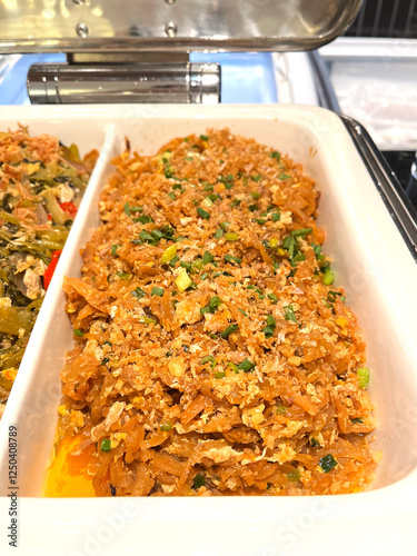 Stir fried preserved radish with egg in line buffet.