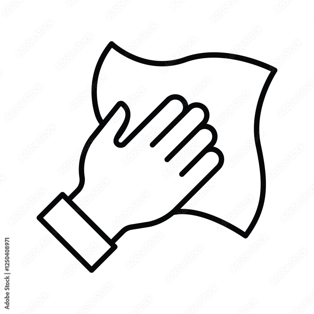Icon of a hand wiping for hygiene and cleanliness Icon of a hand wiping for hygiene and cleanliness