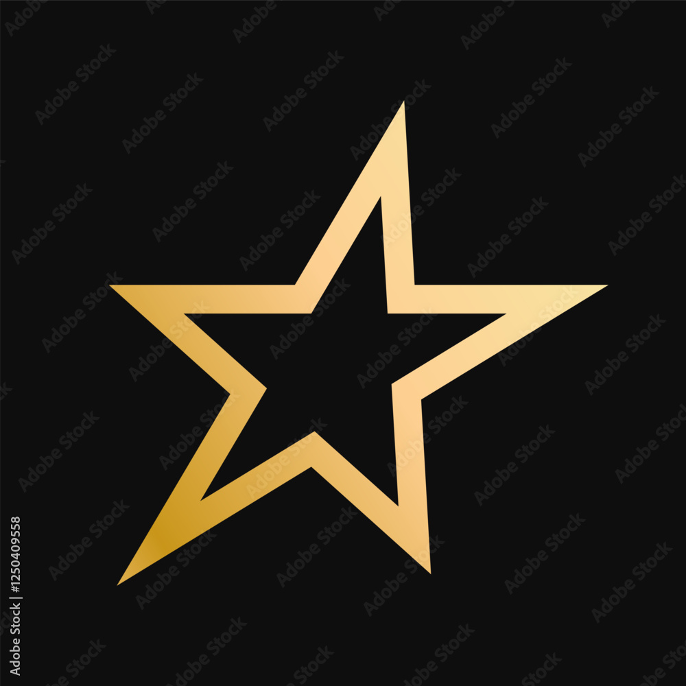 Fototapeta premium Golden Star Isolated Black Background With Gradient Mesh