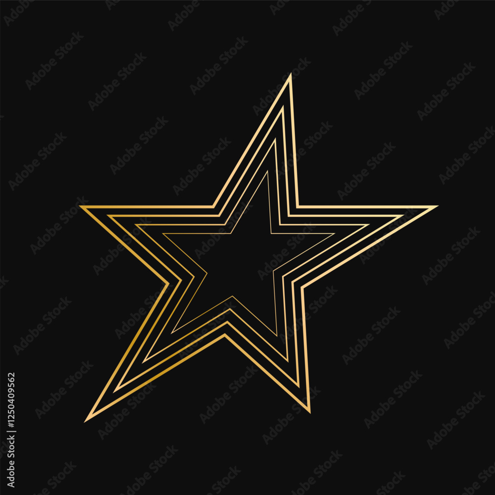 Golden Star Isolated Black Background With Gradient Mesh