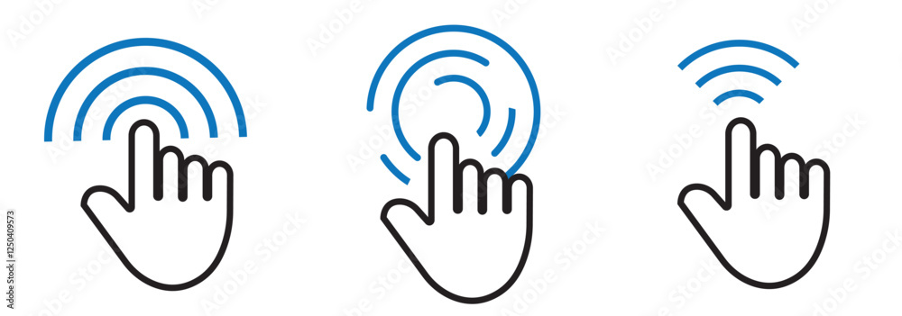 Print Hand click icon set. pointer icon vector. hand cursor icon vector . 1176