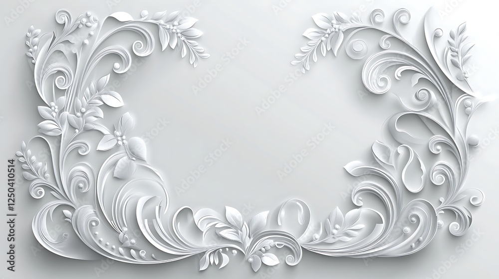 Elegant White Floral Papercut Frame Design Elegant White Floral Papercut Frame Design