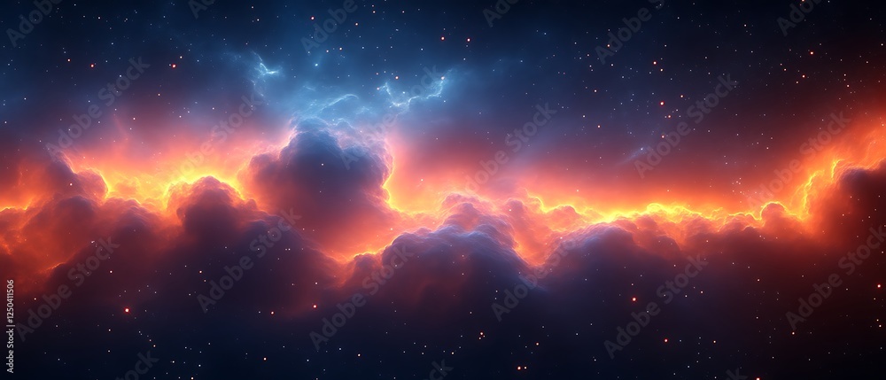 Fototapeta premium Cosmic Clouds Fiery Space Nebula