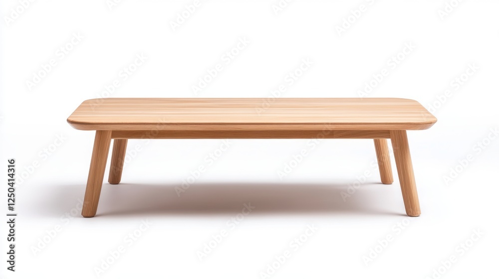 Minimalist Wooden Coffee Table with Simplistic Design and Clean Lines in Bright White Background Minimalist Wooden Coffee Table with Simplistic Design and Clean Lines in Bright White Background