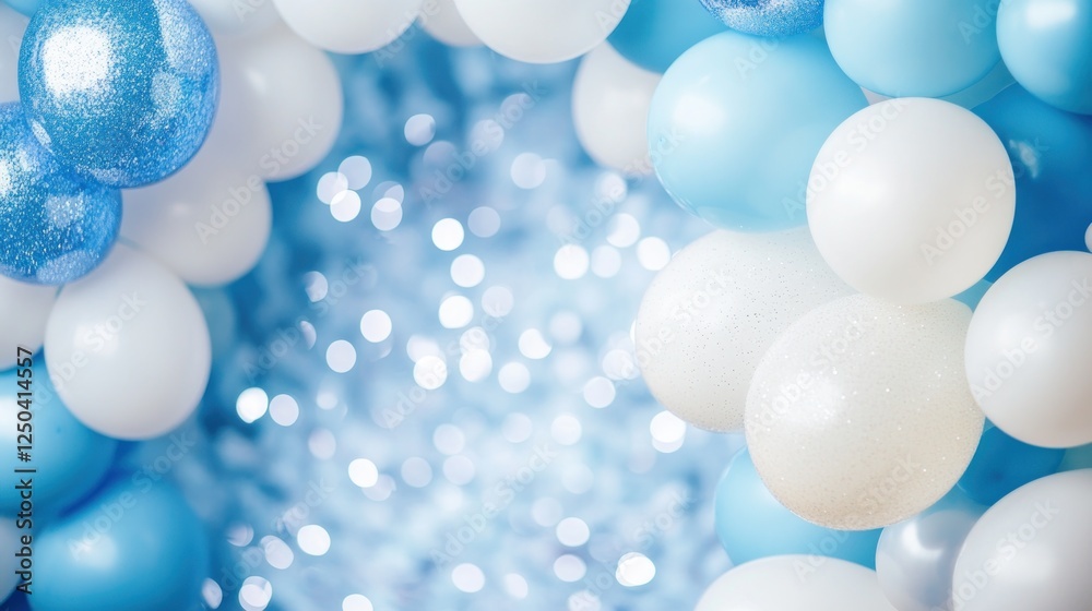 Blue and white balloons festive background Blue and white balloons festive background