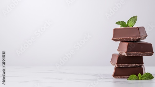 Wallpaper Mural Indulge in Rich Chocolate Squares with Fresh Mint Leaves Torontodigital.ca
