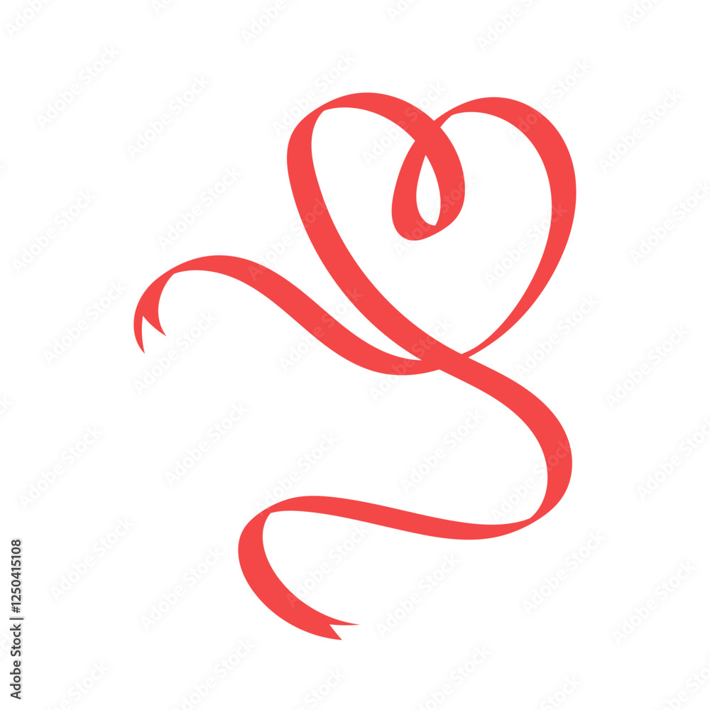Valentine Stylized Heart Illustration with Ribbon Valentine Stylized Heart Illustration with Ribbon