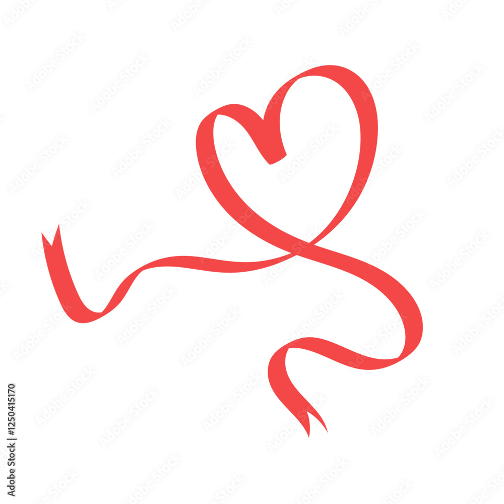 Valentine Stylized Heart Illustration with Ribbon Valentine Stylized Heart Illustration with Ribbon
