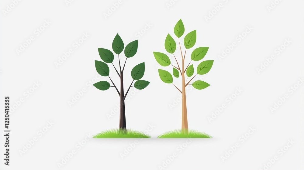 Obraz premium Two Distinct Trees Depicting Nature's Diversity and Beauty