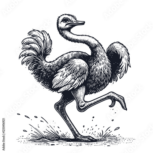 Vintage Illustration of an Ostrich