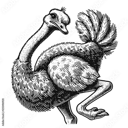 Vintage Illustration of an Ostrich