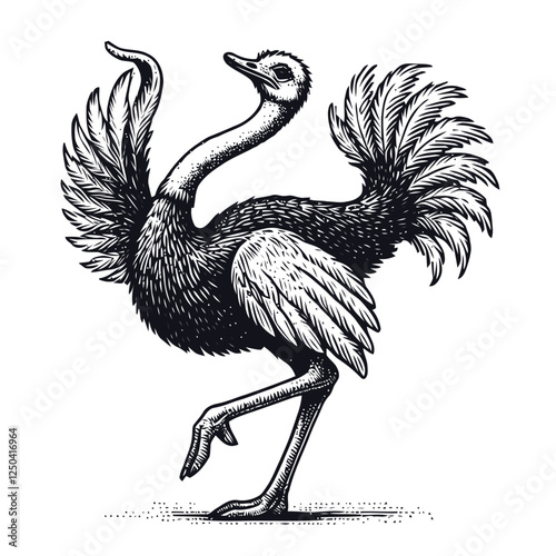Vintage Illustration of an Ostrich